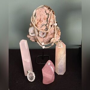 Amethyst and rose quartz Stone Jewelry Set